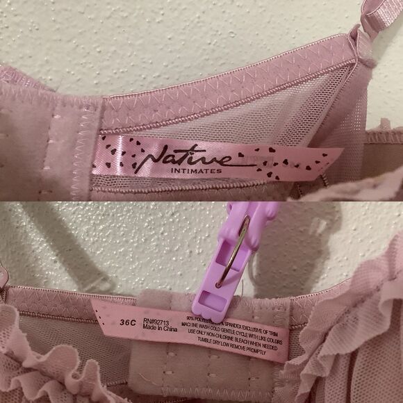 Native Pink Coquette Dollette Rhinestone Romantic Babydoll Ruffle Slip 36C - Picture 11 of 11